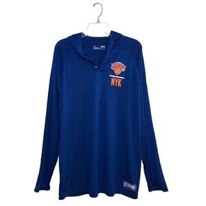 Under Armour NBA Combine New York Knicks Royal Blue Long Sleeve Hoodie Shirt XL